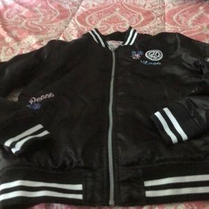 Black and white jacket with cute patches